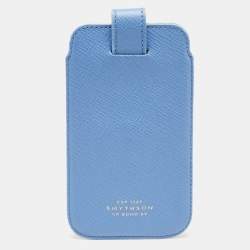 Smythson Blue Leather Phone Cover