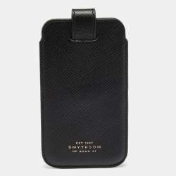 Smythson Black Leather Phone Cover