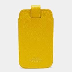 Pre Owned Smythson Yellow Leather Phone Cover