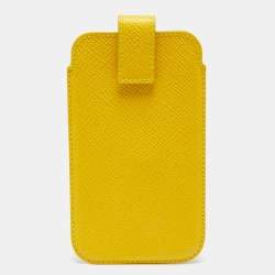 Pre Owned Smythson Yellow Leather Phone Cover