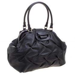 Symthson Black Leather Nancy Top Handle Bag