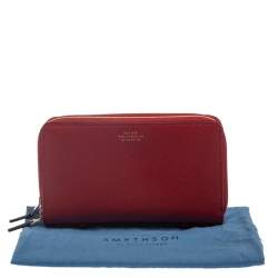 Smythson Red Leather Double Zip Panama Wallet