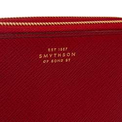 Smythson Red Leather Double Zip Panama Wallet