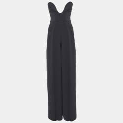 Solace London Black Crepe The Anelli Strapless Jumpsuit XS