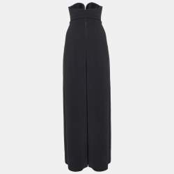 Solace London Black Crepe The Anelli Strapless Jumpsuit XS