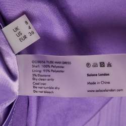 Solace London Dark Lilac Purple Belted Asymmetric Tilde Maxi Dress S