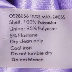 Pre Owned Solace London Purple Plisse Crepe Asymmetric Tilde Maxi Dress M