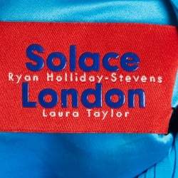 Solace London Blue Belted Asymmetric Tilde Maxi Dress M