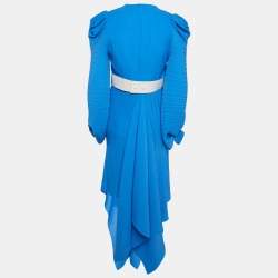 Solace London Blue Belted Asymmetric Tilde Maxi Dress M
