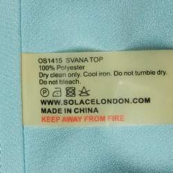 Pre Owned Solace London Blue/Black Abstract Print Crepe Pleated Svana Corset Top M