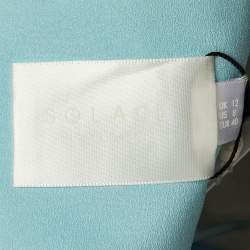 Pre Owned Solace London Blue/Black Abstract Print Crepe Pleated Svana Corset Top M