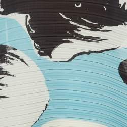 Pre Owned Solace London Blue/Black Abstract Print Crepe Pleated Svana Corset Top M