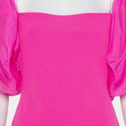 Pre Owned Solace London Pink Crepe Puff Sleeved Ellice Mini Dress M
