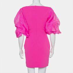 Pre Owned Solace London Pink Crepe Puff Sleeved Ellice Mini Dress M