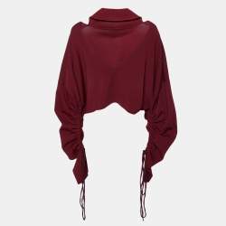 Solace London Burgundy Knit Samara Cut-out Ruched Top M