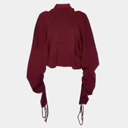 Solace London Burgundy Knit Samara Cut-out Ruched Top M