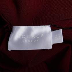 Solace London Burgundy Knit Samara Cut-out Ruched Top M