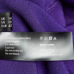 Solace London Purple Satin Asymmetric Flared Sleeves Maxi Dress L 