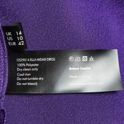Solace London Purple Satin Asymmetric Flared Sleeves Maxi Dress L 