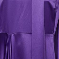 Solace London Purple Satin Asymmetric Flared Sleeves Maxi Dress L 