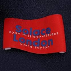 Pre Owned Solace London Blue/Black Textured Crepe One Shoulder Jumpsuit L