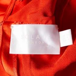 Solace London Orange Satin Sorina Draped Asymmetric Dress M