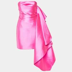 Solace London Hot Pink Satin Elia Strapless Mini Dress S