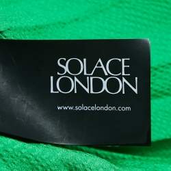 Solace London Sage Green Textured Crepe Pleated Maxi Dress L