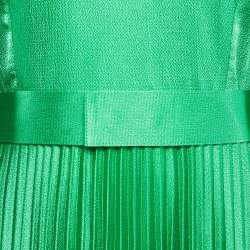 Solace London Sage Green Textured Crepe Pleated Maxi Dress L