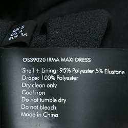 Solace London Black Crepe Trail Detail Irma Maxi Dress S