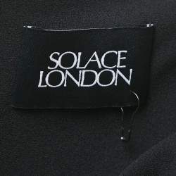 Solace London Black Crepe Trail Detail Irma Maxi Dress S
