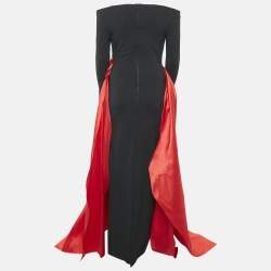 Solace London Black Crepe Trail Detail Irma Maxi Dress S