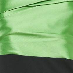 Pre Owned Solace London Green/Black Crepe One Shoulder Selia Maxi Dress M