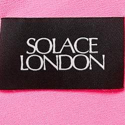 Pre Owned Solace London Pink Ruched Jersey One-Shoulder Amaya Midi Dress M