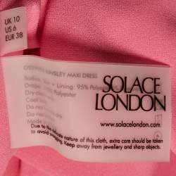 Solace London Pink Taffeta Strapless Draped Trail Detail Kinsley Gown M