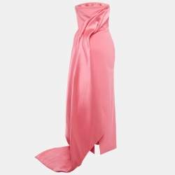 Solace London Pink Taffeta Strapless Draped Trail Detail Kinsley Gown M