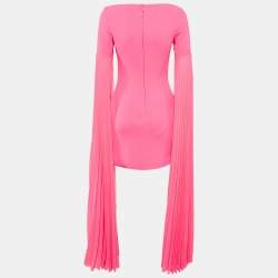 Pre Owned Solace London Pink Crepe Peyton Pleated Sleeve Mini Dress S