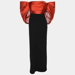 Solace London Black/Orange Polyester Arla Maxi Dress S