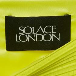 Solace London Lime Green Plisse Long Sleeve Mini Dress S