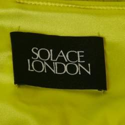 Solace London Lime Green Plisse Long Sleeve Mini Dress S