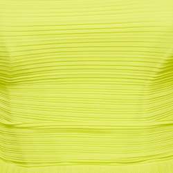 Solace London Lime Green Plisse Long Sleeve Mini Dress S