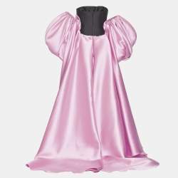 Pre Owned Solace London Black/Pink Satin Lea Maxi Dress and Cape Set S