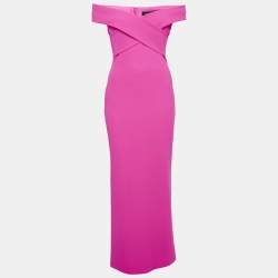 Solace London Pink Crepe Strapless Long Dress M