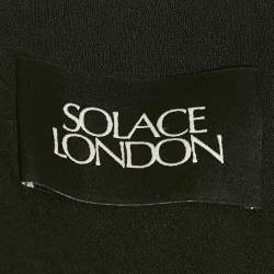 Solace London Black Crepe The Demi One-Shoulder Maxi Dress M