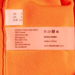 Solace London Orange Jersey Asymmetric Kalle Midi Dress S