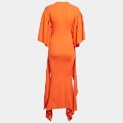 Solace London Orange Jersey Asymmetric Kalle Midi Dress S