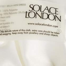 Pre Owned Solace London White Satin Off-Shoulder Puff Sleeve Bella Mini Dress M