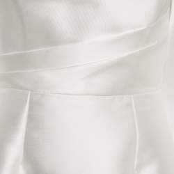 Pre Owned Solace London White Satin Off-Shoulder Puff Sleeve Bella Mini Dress M