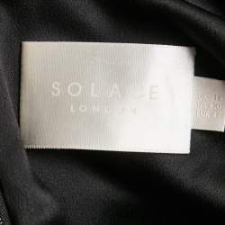 Pre Owned Solace London Black Plisse V-Neck Oxana Maxi Dress L