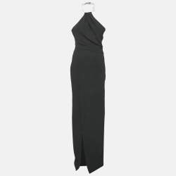 Solace London Black Crepe Danette Long Dress S